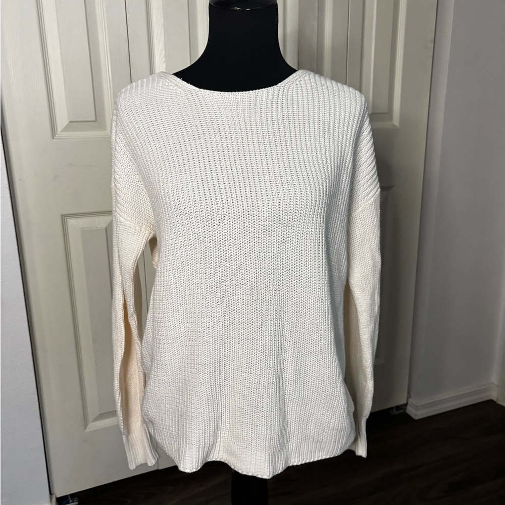 LOFT Cream Crew Neck Sweater